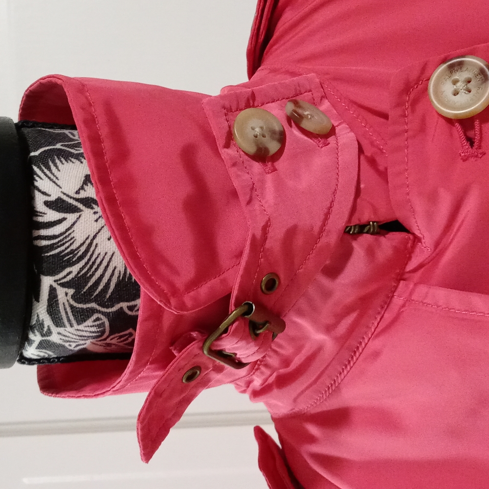 ๐ดSOLD๐ด๐Swiss Exclusive RARE Ralph Lauren๐ - Fuchsia Peplum Raincoat - Picture 6 of 16